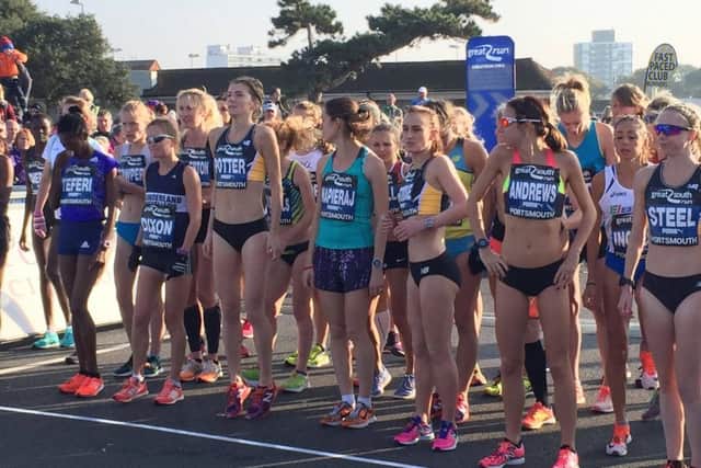 Elite women line up for the start of the 2016 Great South Run