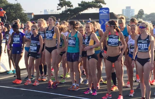 Elite women line up for the start of the 2016 Great South Run