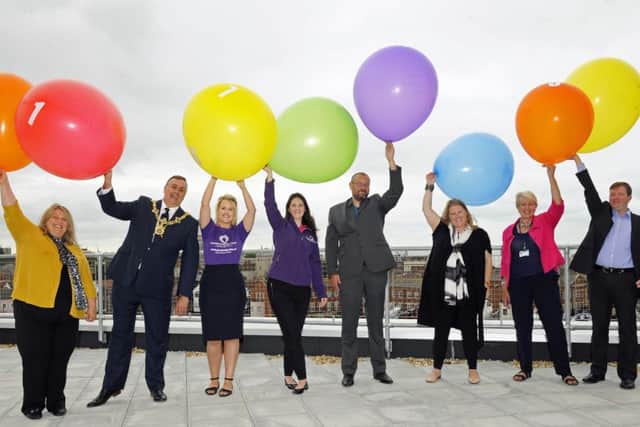 From left, Sandy O'Neill, Portsmouth Lord Mayor David Fuller, Lauren Clarke, Victoria Greenshields, Cllr Luke Stubbs, council leader Donna Jones, Cllr Linda Symes and Cllr Neill Young at the lotto's launch