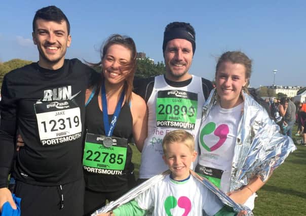 Luke and Jo Uttley, along with their children Max Uttley, Jake Hughes and Chloe Hughes, participated in the Junior and Great South Run