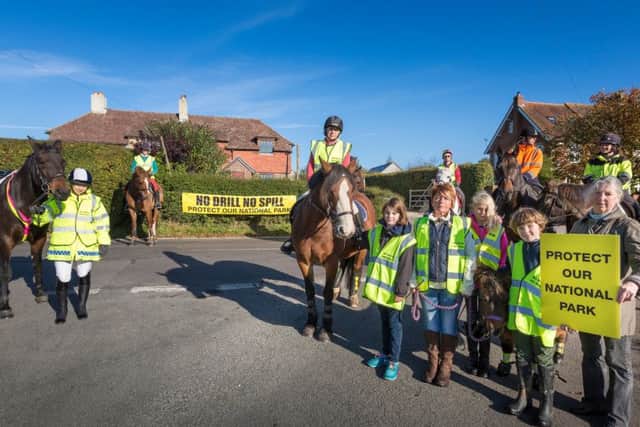 Horse riders demonstrate at Forestside Picture: Christopher Ison