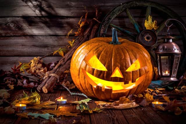 Halloween pumpkin head jack lantern with burning candles PPP-161024-173917001