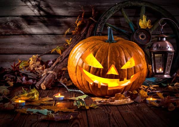 Halloween pumpkin head jack lantern with burning candles PPP-161024-173917001