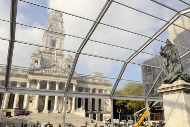 Preparations for the Oktoberfest in Guildhall Square Picture:  Malcolm Wells (161025-3050)