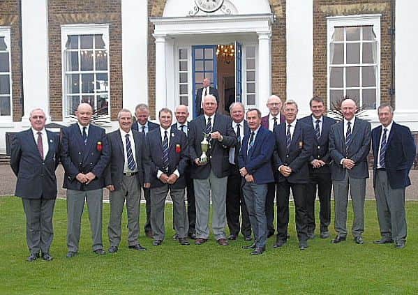 Hampshire Seniors celebrate after winning the South Eastern Group League title