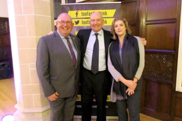 From left, Portsmouth College principal Steve Frampton, author Chris Lewis and Penny Mordaunt MP
