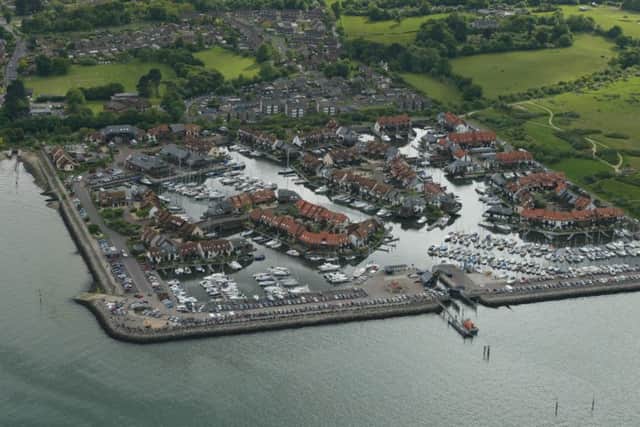 Aerial view of Hythe Marina village next to Dibden Bay.  PA Photo: Chris Ison.