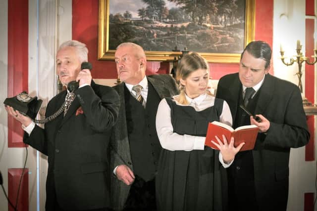 Geoffrey Pye, Peter Colley, Clarice Wale and Peter McCrohonwho will be appearing in Spirder's Web at Wymering Manor