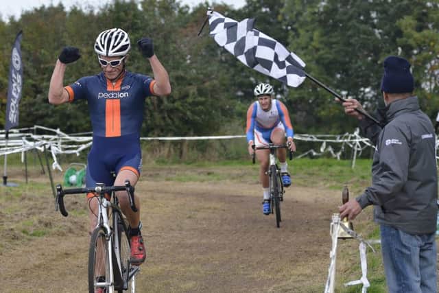 Adrian Lansley celebrates his win. Picture: Neil Marshall (161428-17)