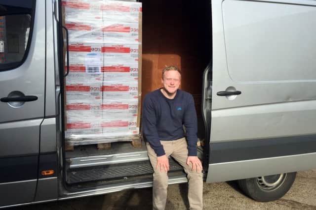 Peter Hunt in Hilsea, shortly before delivering the PlumpyNut to the humanitarian aid storage facility in the Midlands