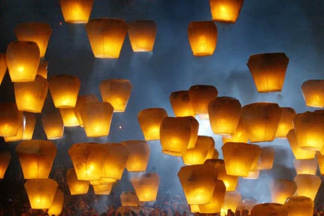 Sky lanterns being launched in Taiwan