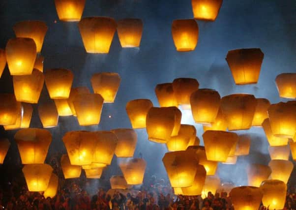 Sky lanterns being launched in Taiwan
