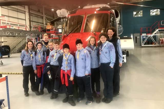 The 6th Gosport (Rowner) Air Scout Group at the HM Coastguard base at Newquay Airport