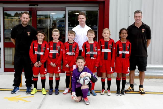 Fareham FC under-10s with coaches Nick ODonnell and Paul Godwin and Benchmarxs Adam Hague