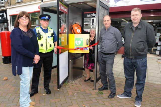 From left, Anna Morgan, PCSO Alex McDonald, The Mayor of Havant Faith Ponsonby and Mark Smith, chairman of Leigh Park Traders, and Alan Morgan.
Picture: Sarah Standing (161409-4664)
