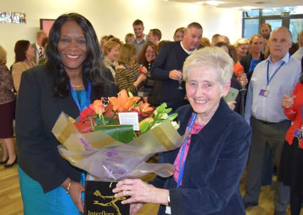 Higbury College principal and chief executive Stella Mbubaegbu, left, hands flowers over to Barbara Green during her retirement party

Picture: Tom Cotterill.