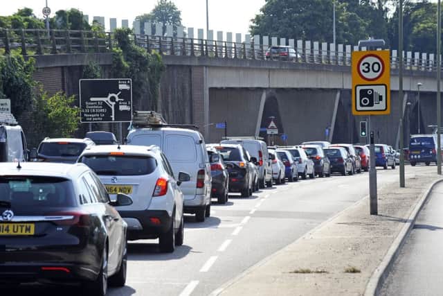 FAREHAM ROADS & STUBBINGTON BYPASS       (FILERS)                 MRW         19/8/2016                    Eastern Way/Gosport Road approaching The Quay Street roundabout in Fareham  Picture by:  Malcolm Wells (160816-5915)Professional Photographer Mobile: 07802 217 569E: malcolmrichardwells@gmail.com PPP-160819-230446006