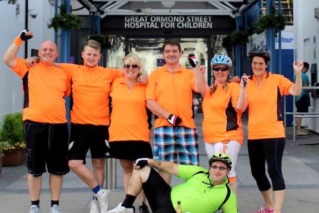 Lee Steel, front centre, with the rest of the cycling team, supporting Sam's Haven