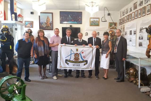 Members of the Diving Museum, Gosport, get a warm welcome from their Russian counterparts in Moscow