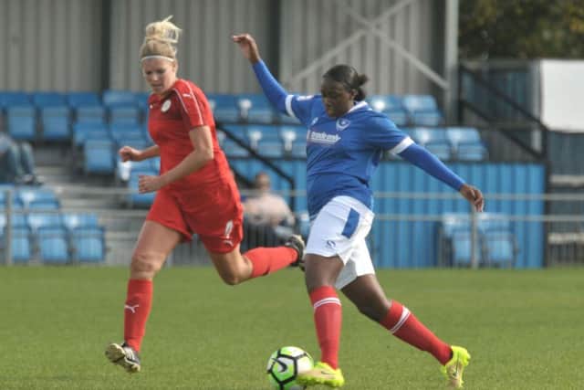 Lisa Fulgence on the attack for Pompey Ladies against Basildon. Picture: Mick Young