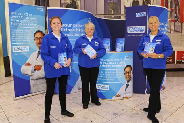 Public Health England advisors, from left, Katie Newell, Marie Coe, and Louise Peters Picture: Malcolm Wells (161020-1473)