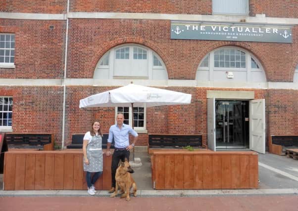 Olivia Mulcahy and Ben Bartrip outside of The Victualler at Royal Clarence Yard Picture: Will Rooney