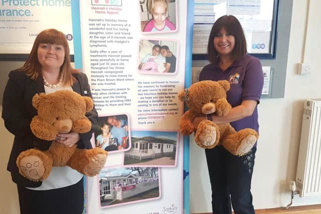 Abbey Bowes, from TSB Petersfield, with Pam Marshall from Hannah's Holiday Home