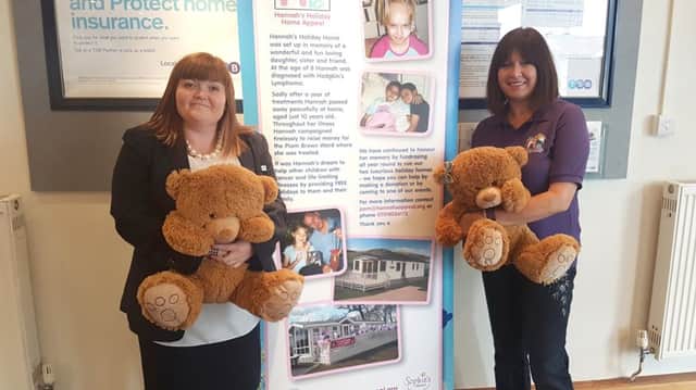 Abbey Bowes, from TSB Petersfield, with Pam Marshall from Hannah's Holiday Home