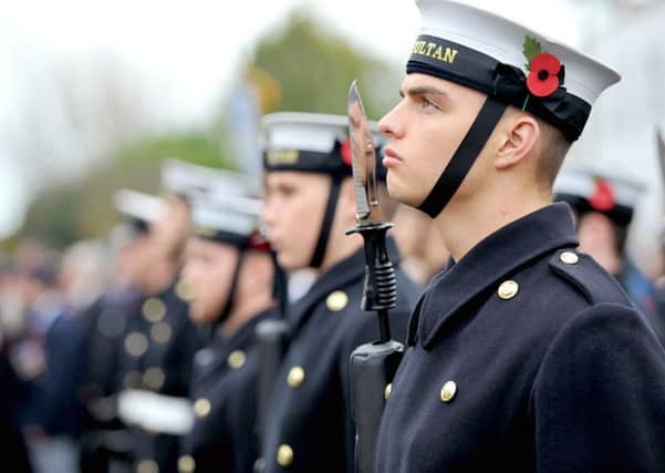 HMS Sultan personnel at a remembrance parade