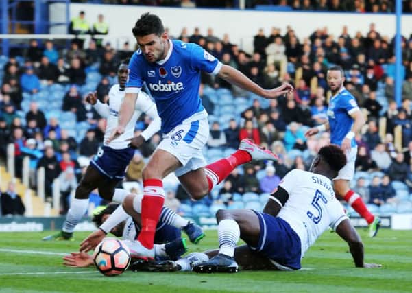 Gareth Evans netted for Pompey but it proved in vain as the Blues were dumped out of the FA Cup by Wycombe  Picture: Joe Pepler