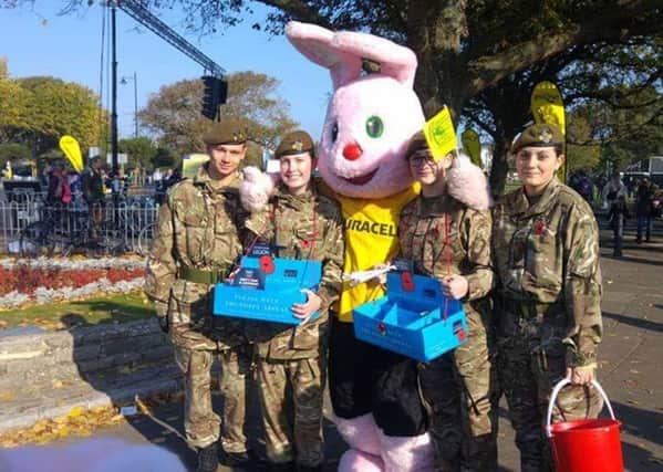 Children from the Hampshire and Isle of Wight Army Cadet Force during their collection at this year's Great South Run