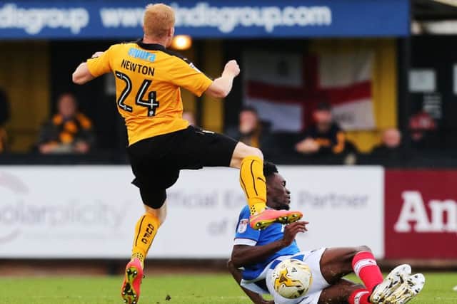 Amine Linganzi was sent off at Cambridge. Picture: Joe Pepler