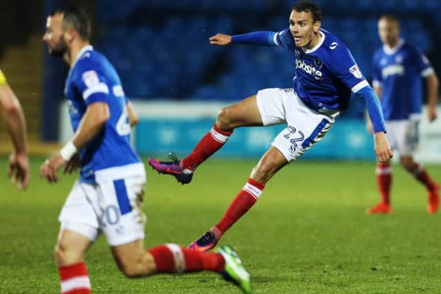 Kal Naismith fires goalwards to earn Pompey a 1-0 victory over Bristol Rovers Picture: Joe Pepler