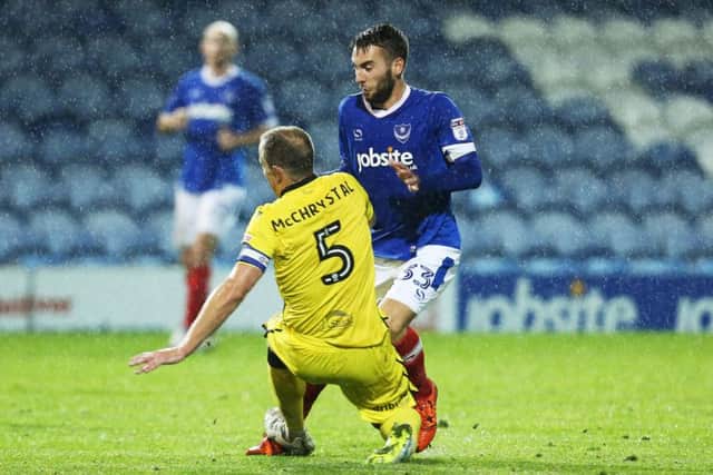 Ben Close was handed the captains armband for the Checkatrade Trophy game with Bristol Rovers at Fratton Park last night Picture: Joe Pepler