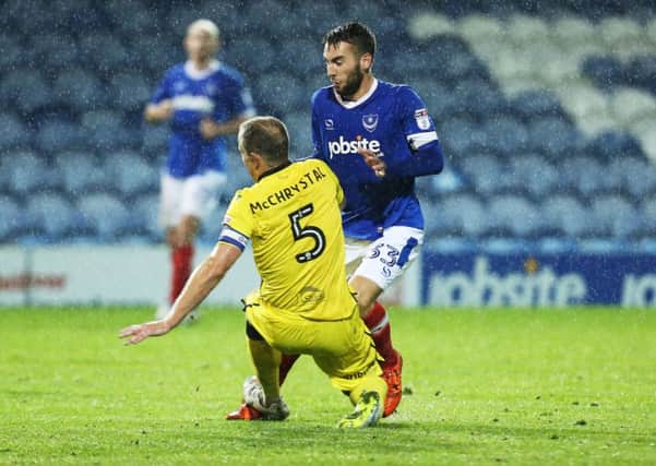 Ben Close was handed the captains armband for the Checkatrade Trophy game with Bristol Rovers at Fratton Park last night Picture: Joe Pepler