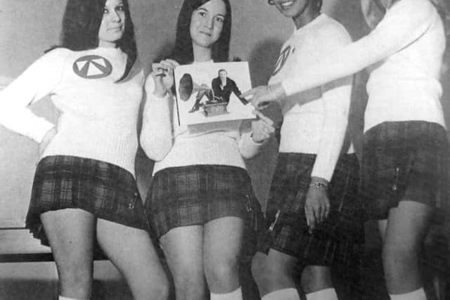 The T-Girls (left to right): Beverly Gale (16), a receptionist, of Maple Tree Avenue, Horndean; Marilyn Inglis (20), a nursery nurse, from Beaconsfield Avenue, East Cosham; Yvonne Hutton (19), part-time model and art student; and Sue Adcock (16), a model, from Lower Crabbick Lane, Denmead.