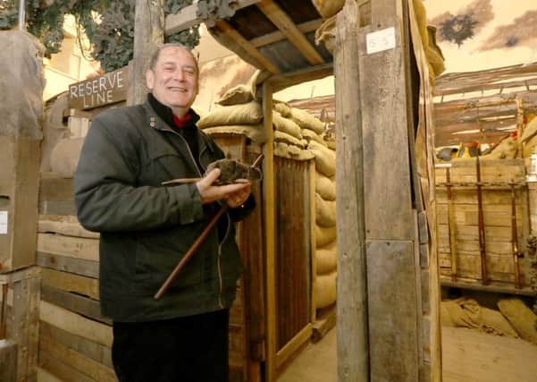 Charles Haskell in a replica bunker
