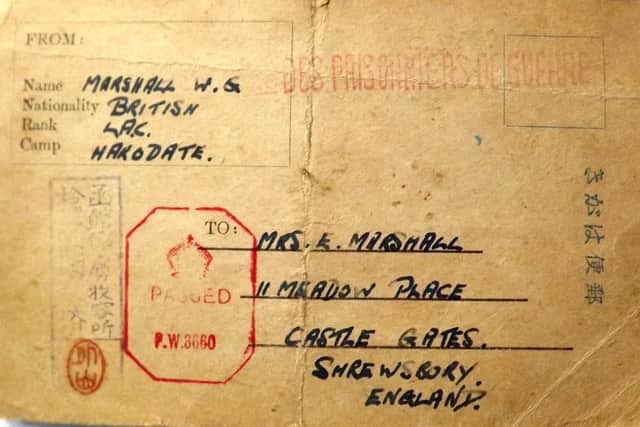 One of the censored postcards Bill sent home to his mother.