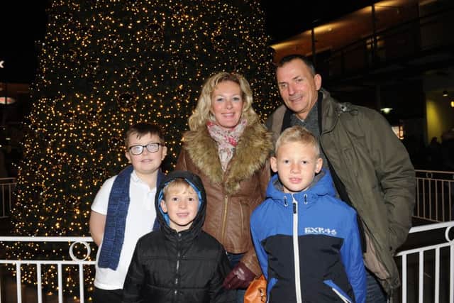 Kate Bowman, 41, with her partner Colin Flaherty , 54, with from left, Colin's grandson Callum Leggett, eight, and Kate's sons Ollie Bowman, seven, and Josh Bowman, 10 Picture: Sarah Standing (161551-2352)