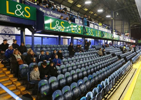 The South Stand was the only one open for Pompey's game with Bristol Rovers on Tuesday night Picture: Joe Pepler