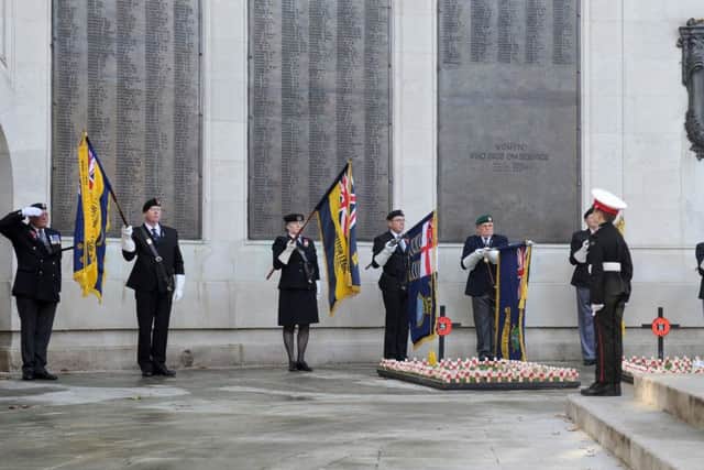 The remembrance service at the cenotaph Picture: Sarah Standing (161553-2412)