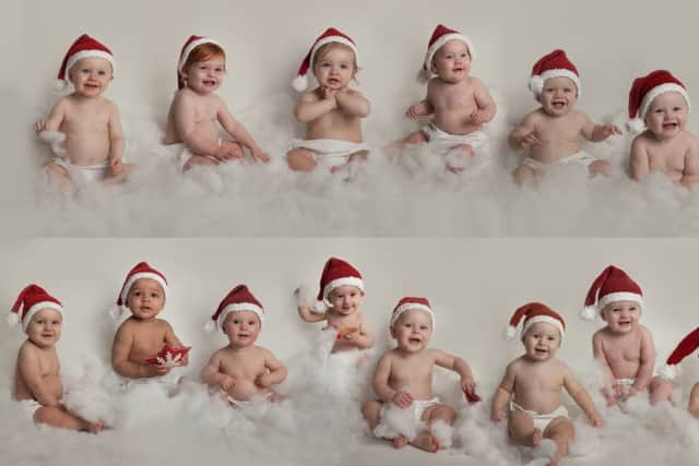 The babies wear their Santa hats for the Christmas-themed photo shoot Picture: Ania Photo www.aniaphoto.co.uk