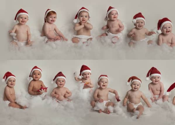 The babies wear their Santa hats for the Christmas-themed photo shoot Picture: Ania Photo www.aniaphoto.co.uk