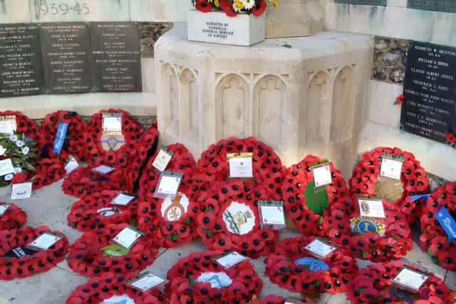 Poppy wreaths at Havant's Remembrance service