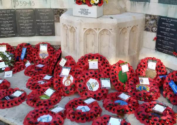 Poppy wreaths at Havant's Remembrance service