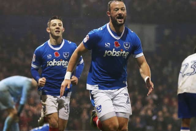 Noel Hunt scored his first Pompey goal in the Blues' 4-0 win over Mansfield on Saturday   Picture: Joe Pepler