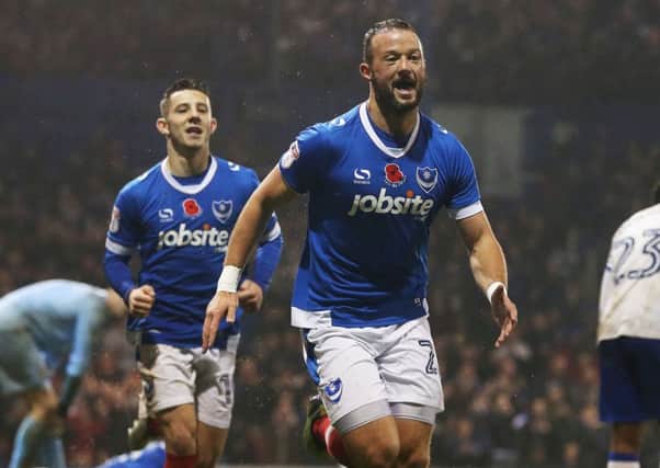 Noel Hunt scored his first Pompey goal in the Blues' 4-0 win over Mansfield on Saturday   Picture: Joe Pepler