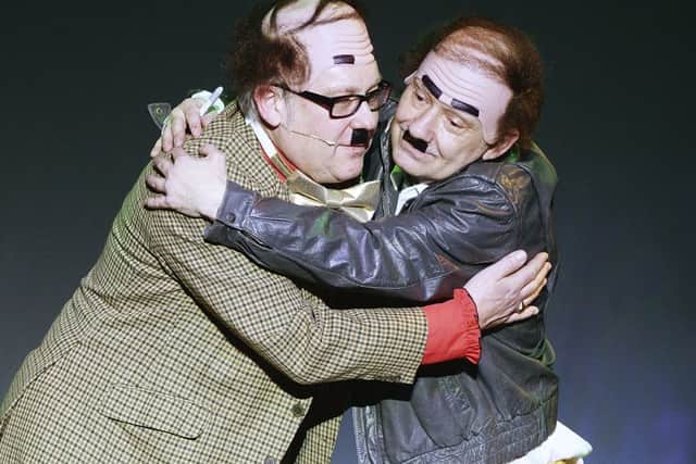 Vic Reeves and Bob Mortimer on stage as The Stotts