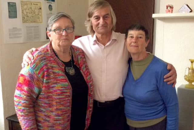 From left,Jan Aubrey, Malcolm Vine and Bridget Pelling at their reunion