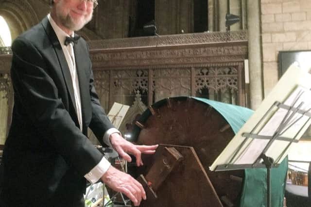 GALE Nik Knight with his unique wind instrument made at Portsmouth Grammar School